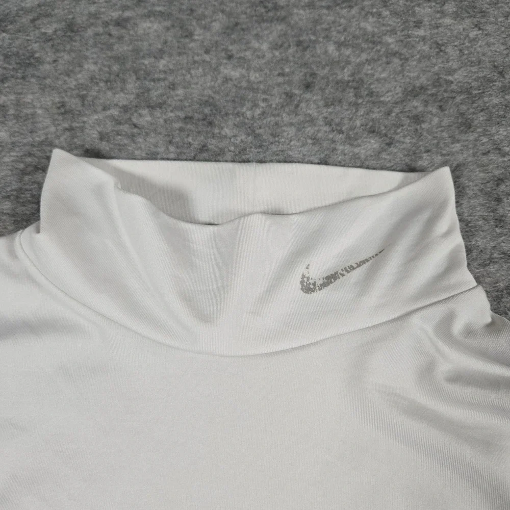 Nike Mens White Pro Mock Neck Compression Long Sleeve Shirt S